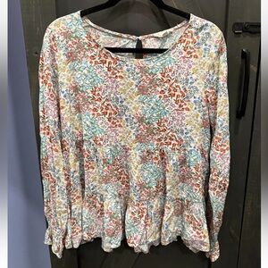 Jane and Delancey Multicolor Floral Peplum Blouse